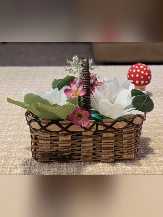 Handmade Little Artificial Flower Basket - Picture 3 of 5